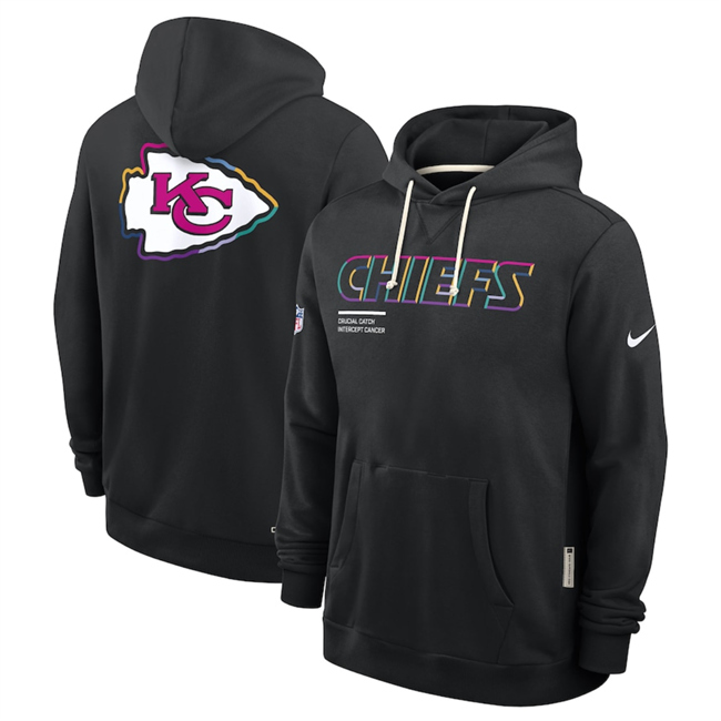 Men's Kansas City Chiefs Black 2025 Crucial Catch Club Pullover Hoodie